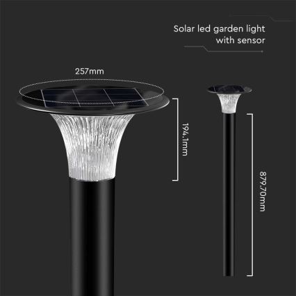 Lâmpada Solar LED com sensor LED/15W/3,2V 4000K/6000K IP65 6000 mAh