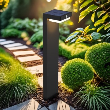 Lâmpada Solar LED com sensor de movimento e crepúsculo PALERMO LED/5W/5V 2000 mAh IP54 preta