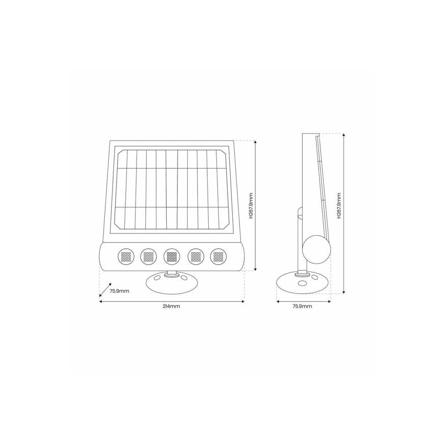 Luminária de parede solar LED com sensor de movimento e crepúsculo LED/8W/3,7V 4000 mAh 4000K IP65