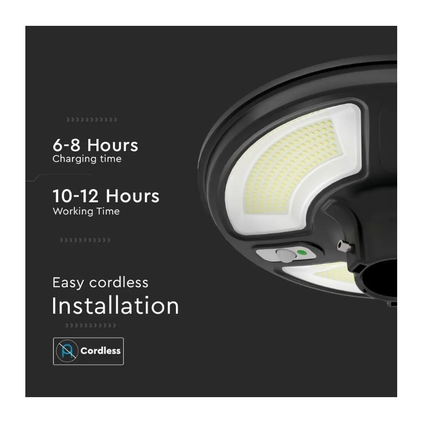 Luminária de Rua Solar LED com Sensor LED/10W/3,2V 6500K IP65 25000 mAh + controlo remoto