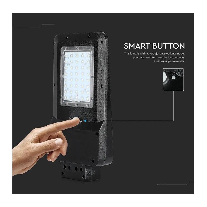 Lâmpada de rua solar LED com sensor LED/15W/7,4V 4000K IP65 10800 mAh