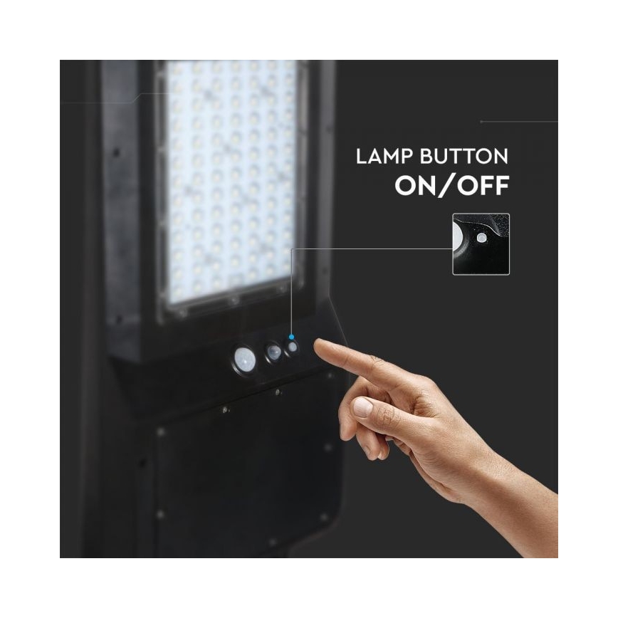 Luminária de Rua Solar LED com Sensor LED/40W/9,6V IP65 6000K 12000 mAh + controlo remoto