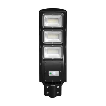 Luminária solar de LED regulável para rua com sensor de movimento e crepúsculo LED/12W/3,2V 6000K IP65 10000 mAh preta + controlo remoto
