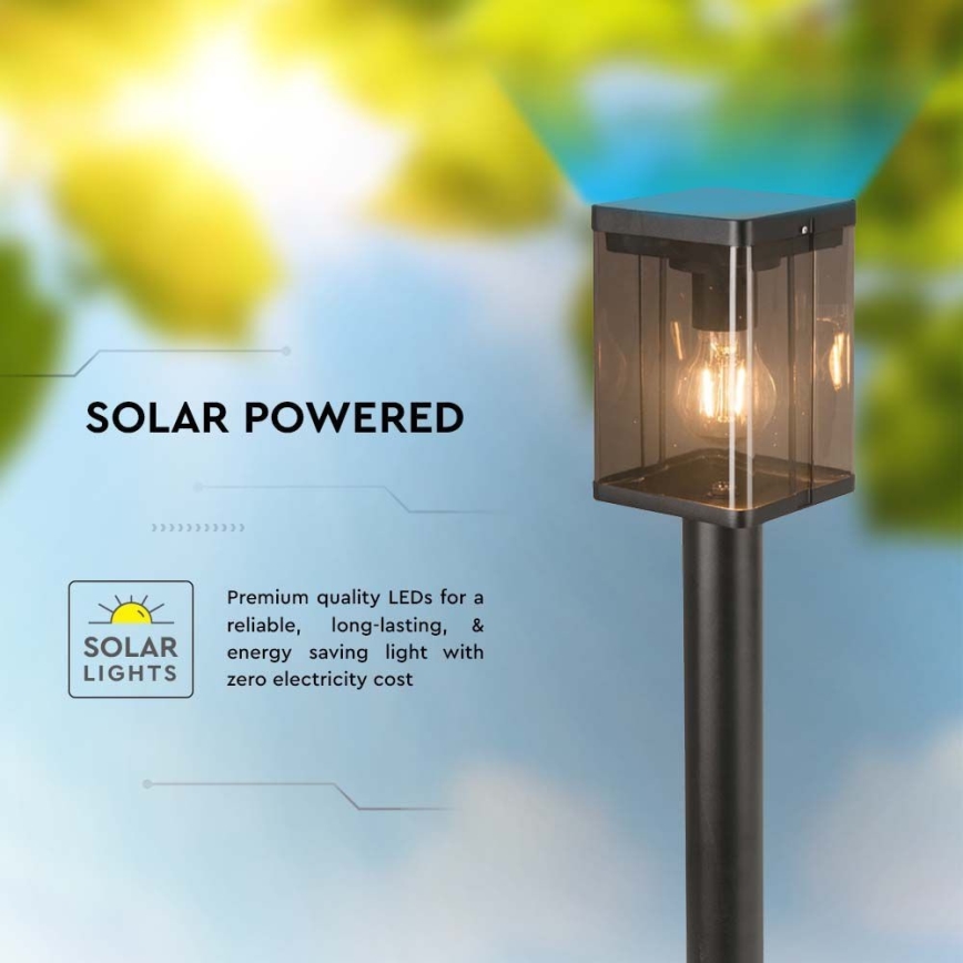 Lâmpada solar LED exterior com sensor LED/2,5W/3,7V 3000K IP54 2000 mAh preta