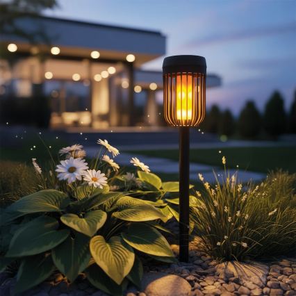 Lâmpada solar LED FLAME LED/1,2V 100 mAh 1800K 37 cm IP44 preta