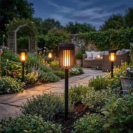 Lâmpada solar LED FLAME LED/1,2V 100 mAh 1800K 37 cm IP44 preta