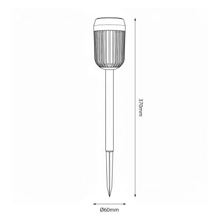 Lâmpada solar LED FLAME LED/1,2V 100 mAh 1800K 37 cm IP44 preta