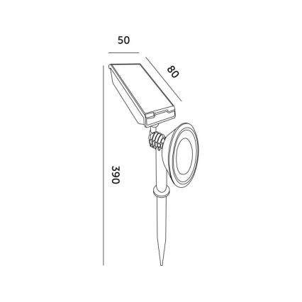 Lâmpada solar LED LANCE, 1x AA, 4000 K, IP44, 300 mAh