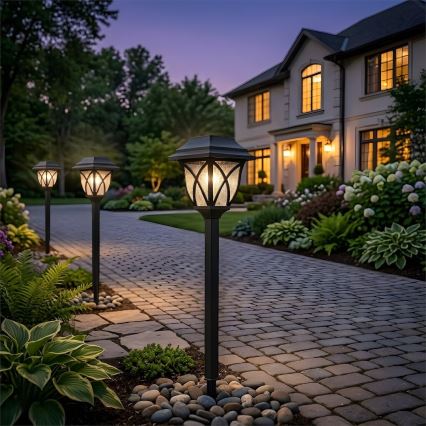 Lâmpada Solar LED LAWN LED/1,2V 100 mAh 3000K 44 cm IP44 preta