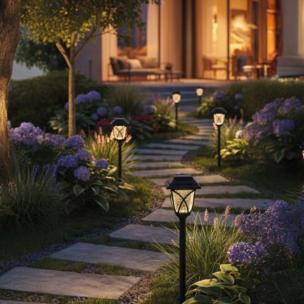 Lâmpada Solar LED LAWN LED/1,2V 100 mAh 3000K 44 cm IP44 preta