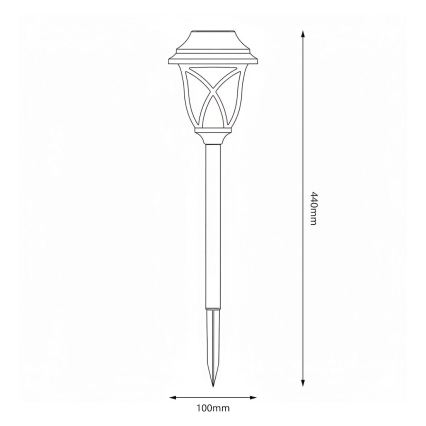 Lâmpada Solar LED LAWN LED/1,2V 100 mAh 3000K 44 cm IP44 preta