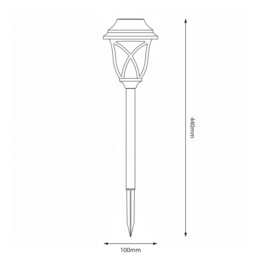 Lâmpada Solar LED LAWN LED/1,2V 100 mAh 3000K 44 cm IP44 preta