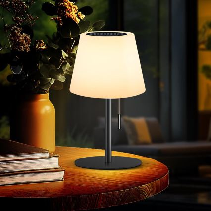 Lâmpada solar LED regulável LED/2W/5V USB 1200 mAh IP44 branca/preta