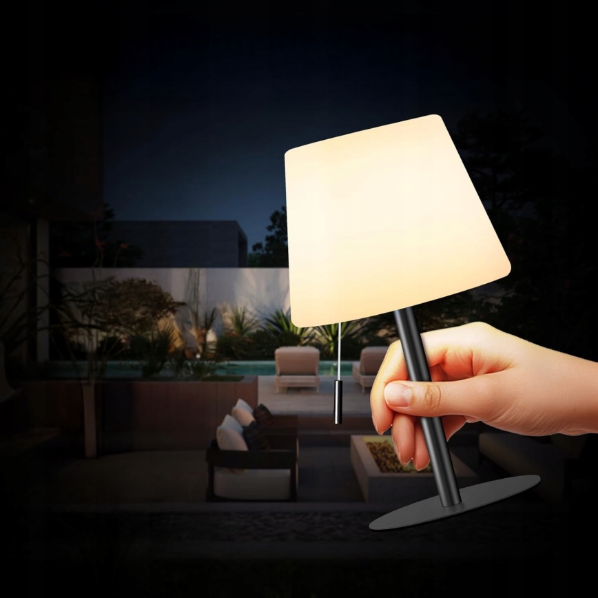 Lâmpada solar LED regulável LED/2W/5V USB 1200 mAh IP44 branca/preta