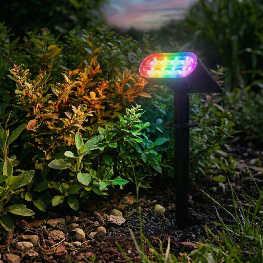 Lâmpada solar LED RGB 2 em 1 LED/3,7V 1200 mAh IP54 preta