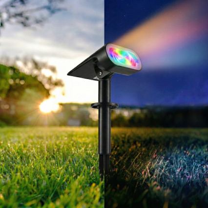 Lâmpada solar LED RGB 2 em 1 LED/3,7V 1200 mAh IP54 preta