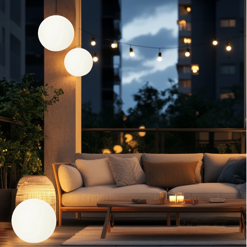 Lâmpada solar LED RGB regulável GARDEN BALL LED/5W/3,7V 3000K IP54 2200 mAh Ø 30 cm + controlo remoto