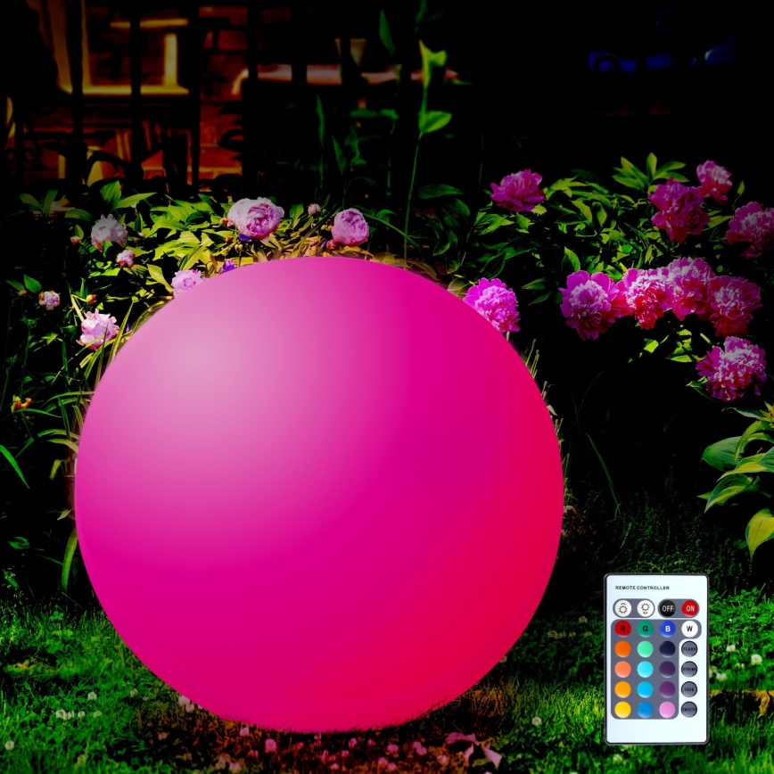 Lâmpada solar LED RGBW BALL LED/3,2V 500 mAh diâmetro 30 cm IP65 + controlo remoto