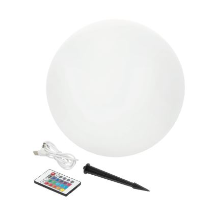 LED RGBW dimerizável lâmpada solar GARDEN BALL LED/5W/3,7V 3000K IP54 2200 mAh diâmetro 40 cm + controlo remoto
