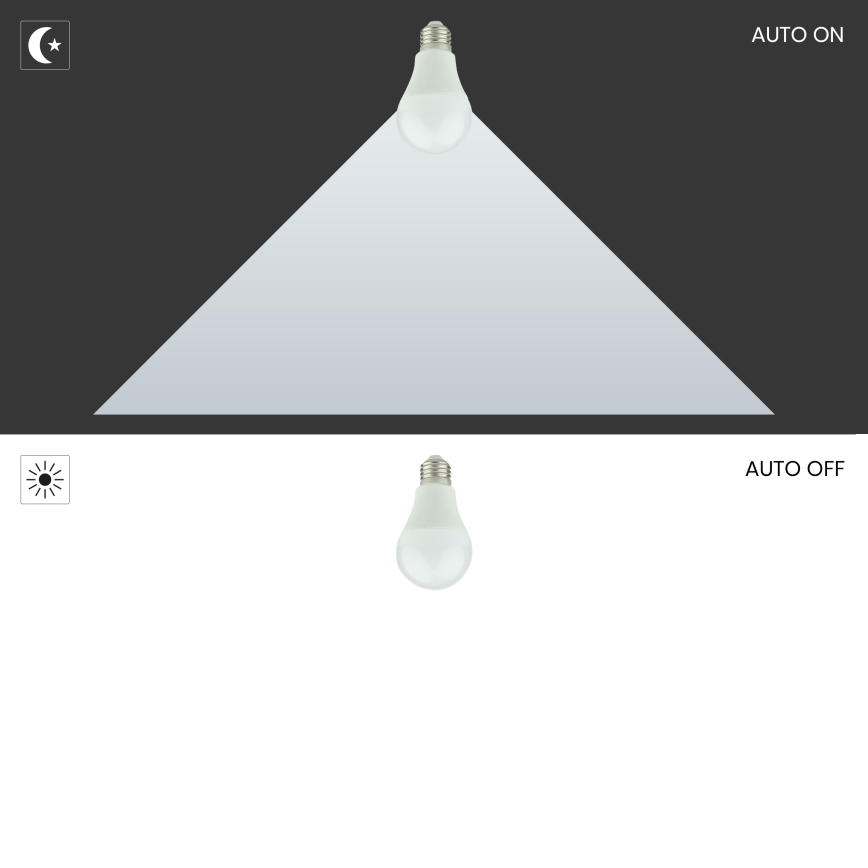 Lâmpadas LED com sensor de crepúsculo A60 E27/9W/230V 3000K