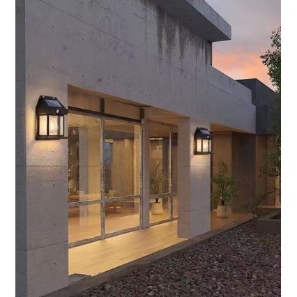 Luminária de parede solar LED com sensor LANTER LED/1W/3,7V 1200 mAh IP44 preta