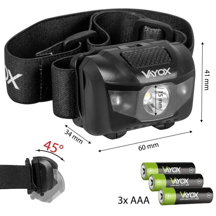 Lanterna de cabeça LED com regulação 3xLED/3xAAA IPX4 100 brilhante