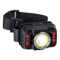 Lanterna de cabeça LED com regulação, sensor e luz vermelha  LED/15W/5V IP66 430 brilhante 1800 mAh