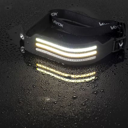 Lanterna frontal recarregável LED regulável com sensor e luz vermelha 4xLED/5V IP44 300 lm 1200 mAh