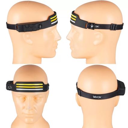 Lanterna frontal recarregável LED regulável com sensor e luz vermelha 4xLED/5V IP44 300 lm 1200 mAh