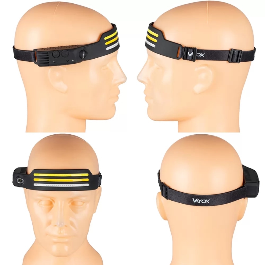 Lanterna frontal recarregável LED regulável com sensor e luz vermelha 4xLED/5V IP44 300 lm 1200 mAh