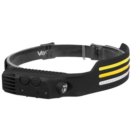 Lanterna frontal recarregável LED regulável com sensor e luz vermelha 4xLED/5V IP44 300 lm 1200 mAh