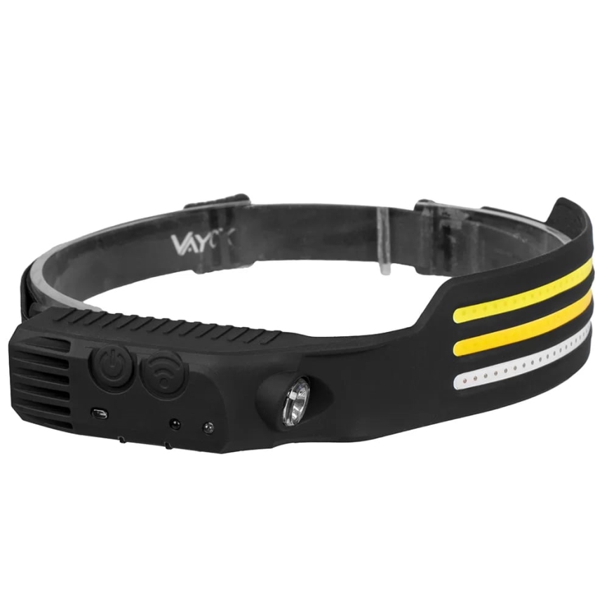 Lanterna frontal recarregável LED regulável com sensor e luz vermelha 4xLED/5V IP44 300 lm 1200 mAh