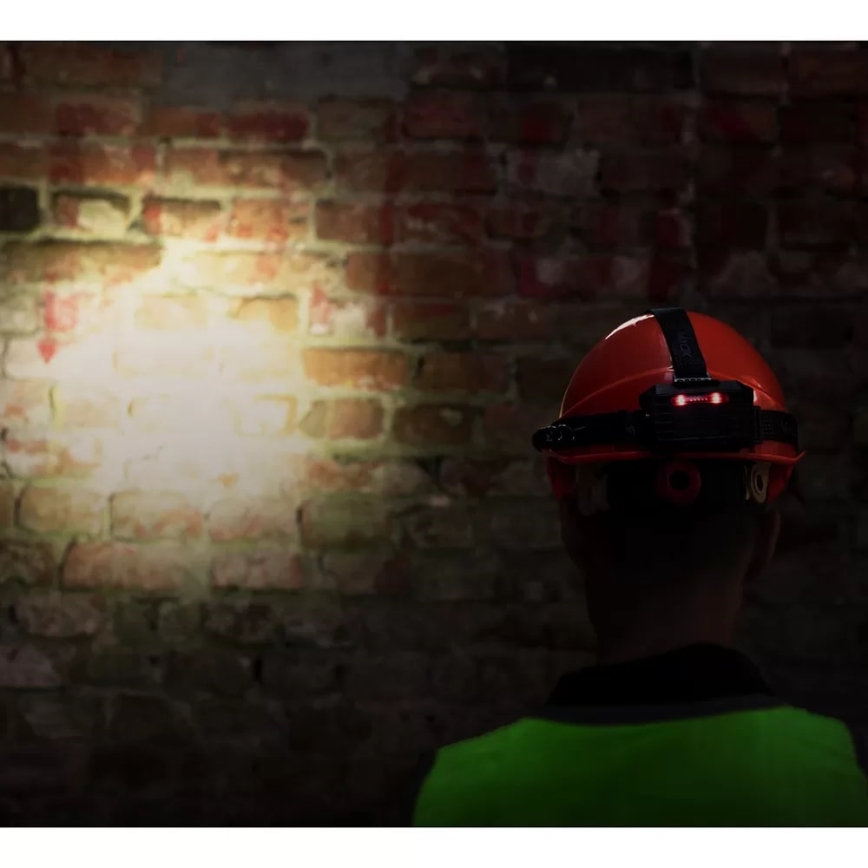 Lanterna frontal recarregável LED regulável com sensor, função powerbank e luz vermelha LED/10W/5V IP44 1200 lm 4000 mAh