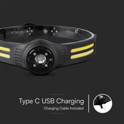 Lanterna de cabeça LED RGBW com luz vermelha  USB LED/3W/5V IP43 470 brilhante 5 h 650 mAh