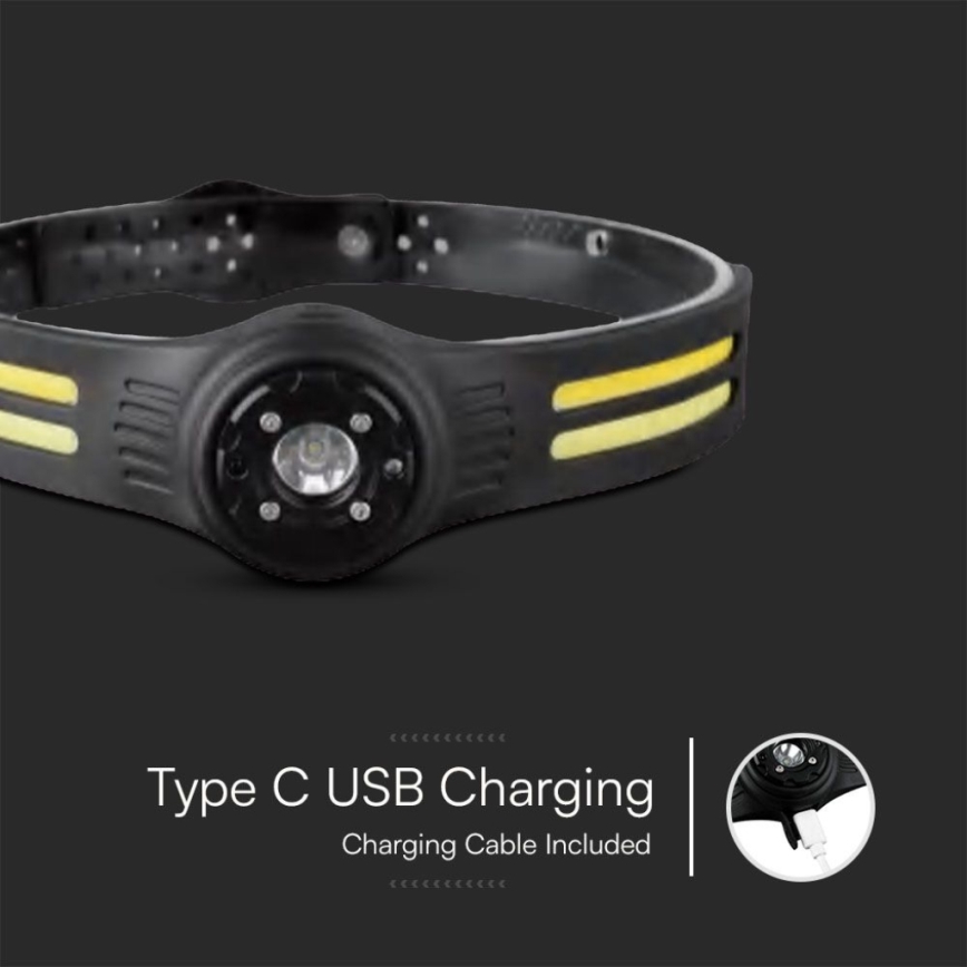 Lanterna de cabeça LED RGBW com luz vermelha  USB LED/3W/5V IP43 470 brilhante 5 h 650 mAh