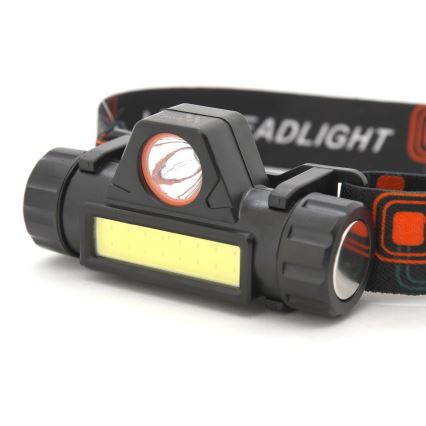 Lanterna de cabeça recarregável LED LED/1200mAh preta/vermelha