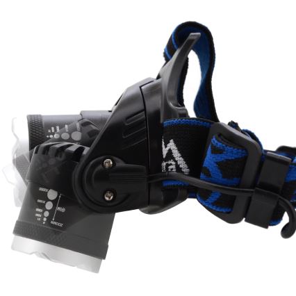 Lanterna de cabeça recarregável LED LED/6W/7,4V 5600 mAh IP44 preto/azul