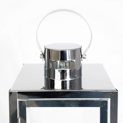 Lanterna decorativa 38 cm, cromado brilhante