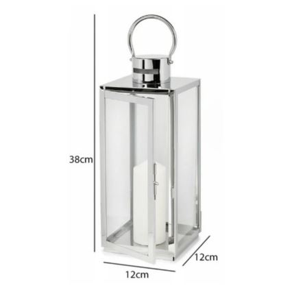 Lanterna decorativa 38 cm, cromado brilhante