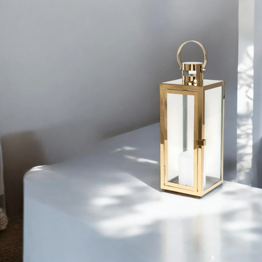 Lanterna decorativa dourada 38 cm