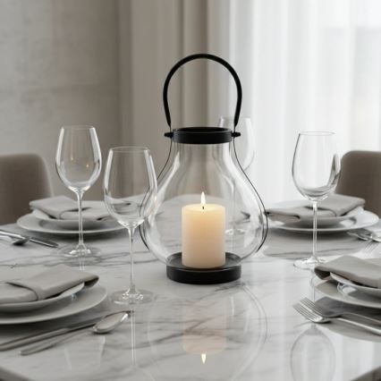 Lanterna decorativa GLASSY 25 cm preta