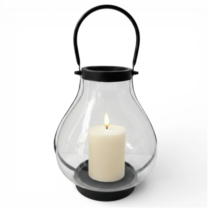 Lanterna decorativa GLASSY 25 cm preta