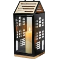 Lanterna decorativa HOME 34,5 cm preta/bege