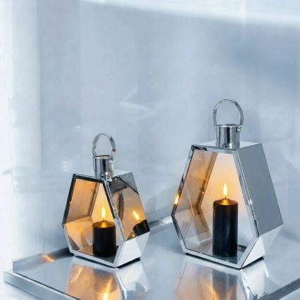 Lanterna decorativa PALACE 34 cm cromado brilhante