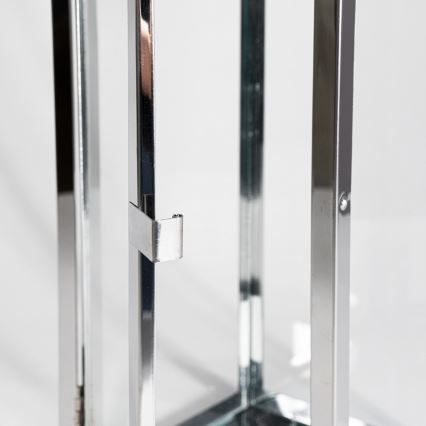 Lanterna decorativa TOWER 29 cm, acabamento cromado brilhante