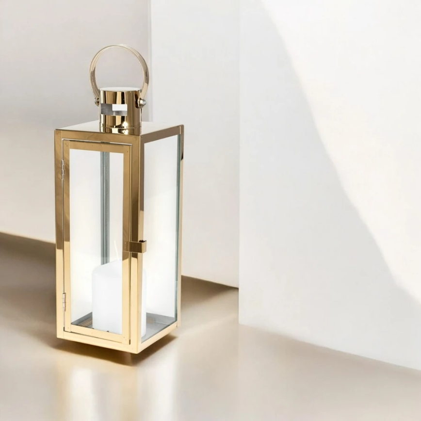 Lanterna decorativa TOWER 38 cm dourada
