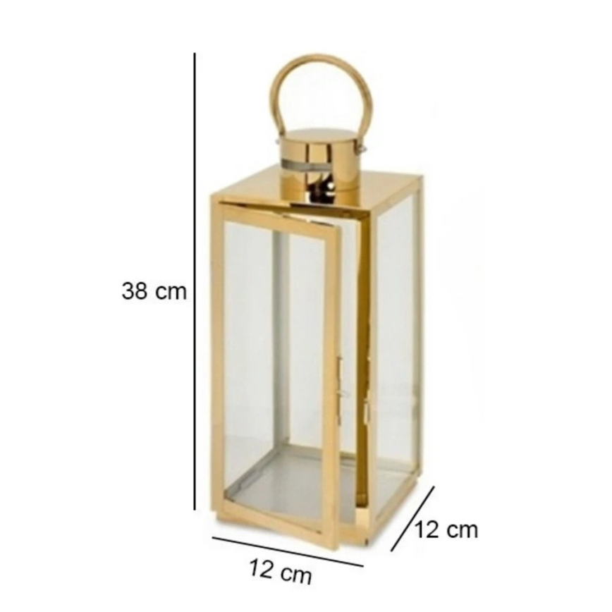Lanterna decorativa TOWER 38 cm dourada