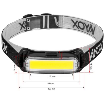 Lanterna frontal recarregável LED regulável LED/5V IPX4 300 lm 1200 mAh