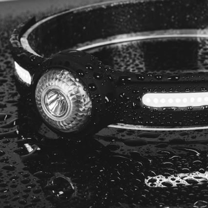 Lanterna frontal LED recarregável com ajuste de intensidade e luz vermelha — 5V, IPX4, 550 lm, 600 mAh