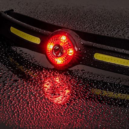 Lanterna frontal LED recarregável com ajuste de intensidade e luz vermelha — 5V, IPX4, 550 lm, 600 mAh